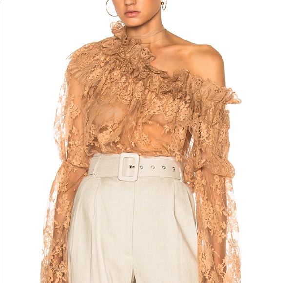 Zimmermann Tops - Zimmermann Bowerbird Lace Blouse in nude